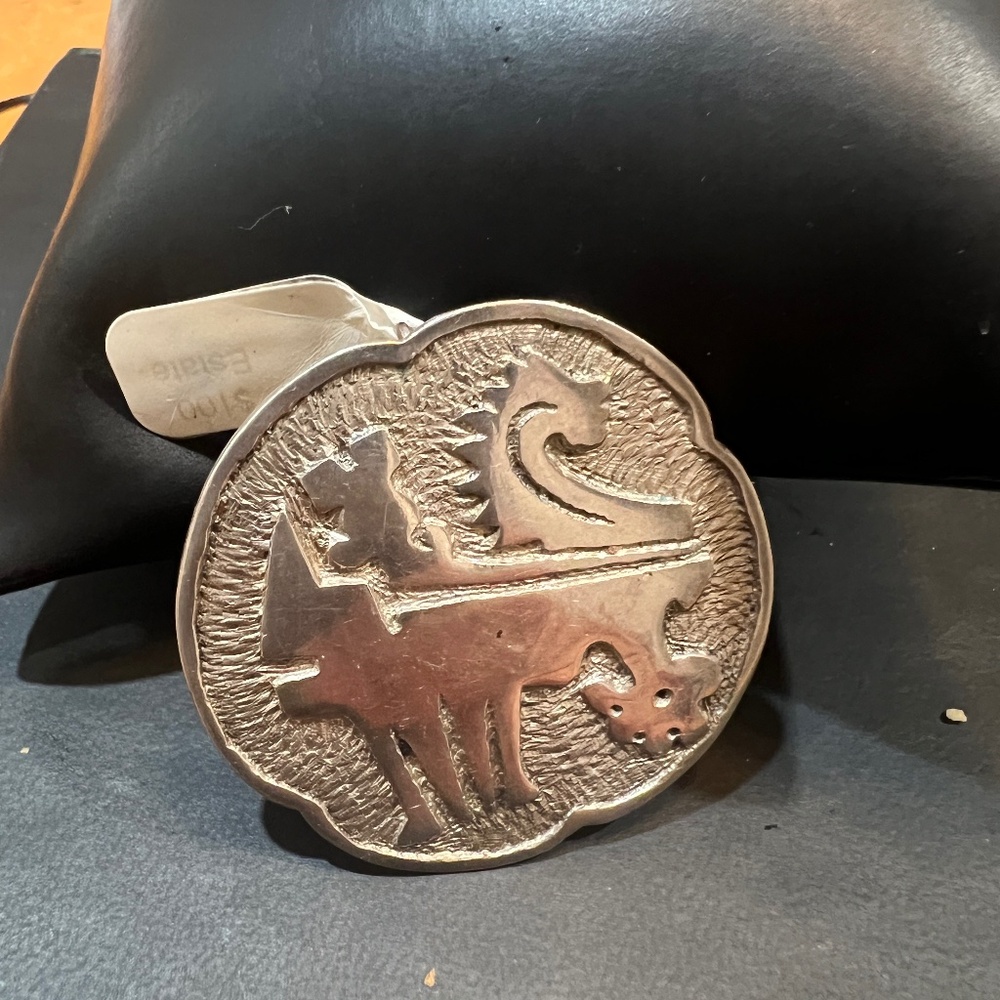 Vintage 900 Coin Silver Tribal Modern Brooch Pin Ecuador